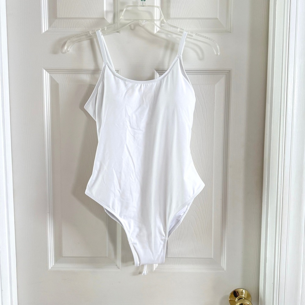 TA3 Lacey White Lace‎ Up Back One Piece Swimsuit Sculpting Swim Large Short